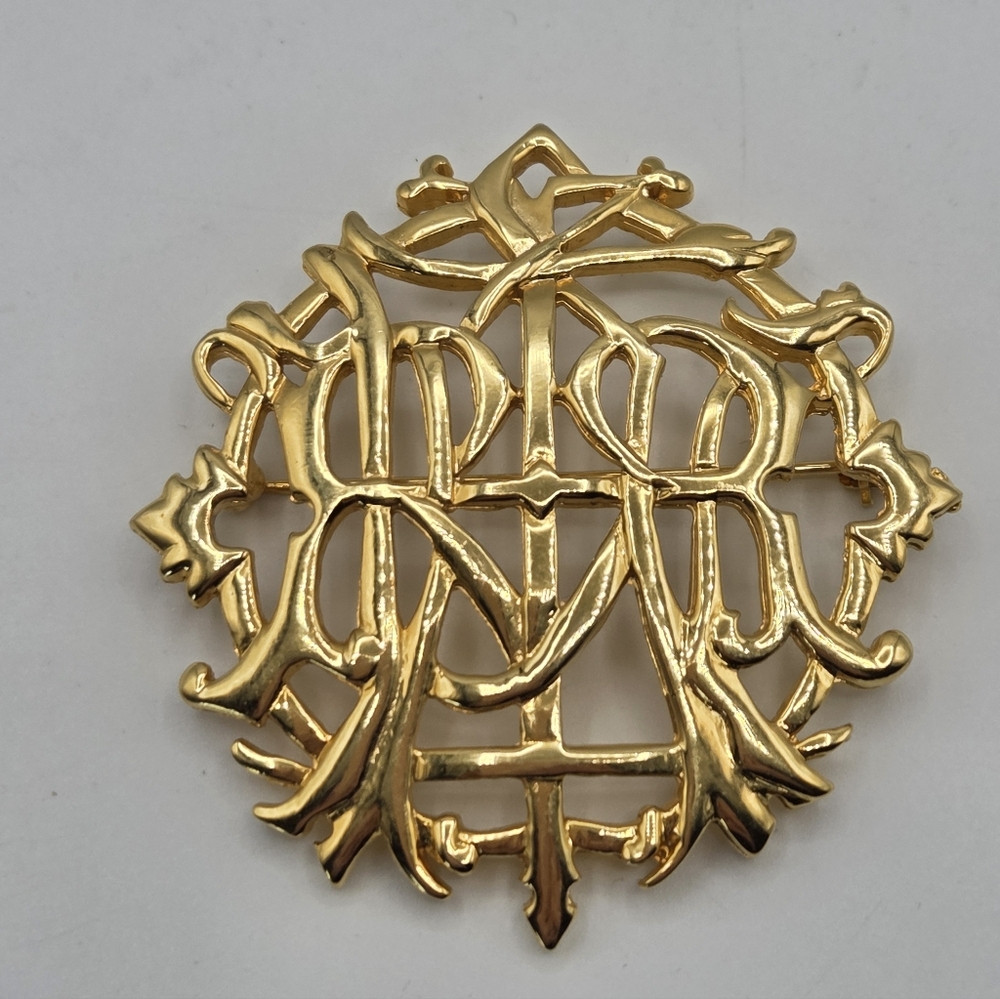 Vintage Carrolee Monogram Style Goldtone Brooch